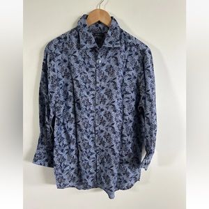 Saks Fifth Avenue Blue Shirt Mens Medium Linen